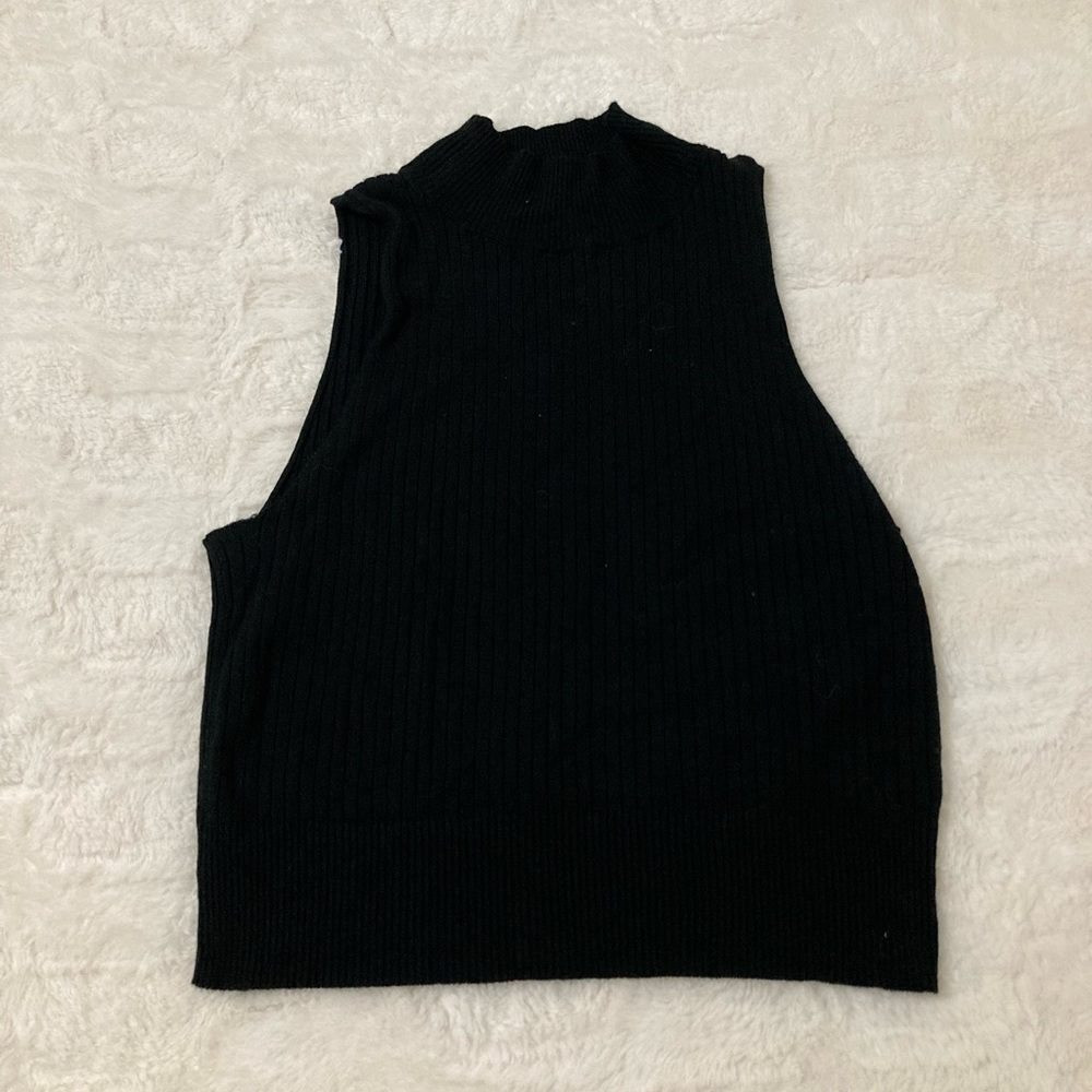 🟢 Wild Fable Rib-Knit Black Turtleneck Halter Top 🟢